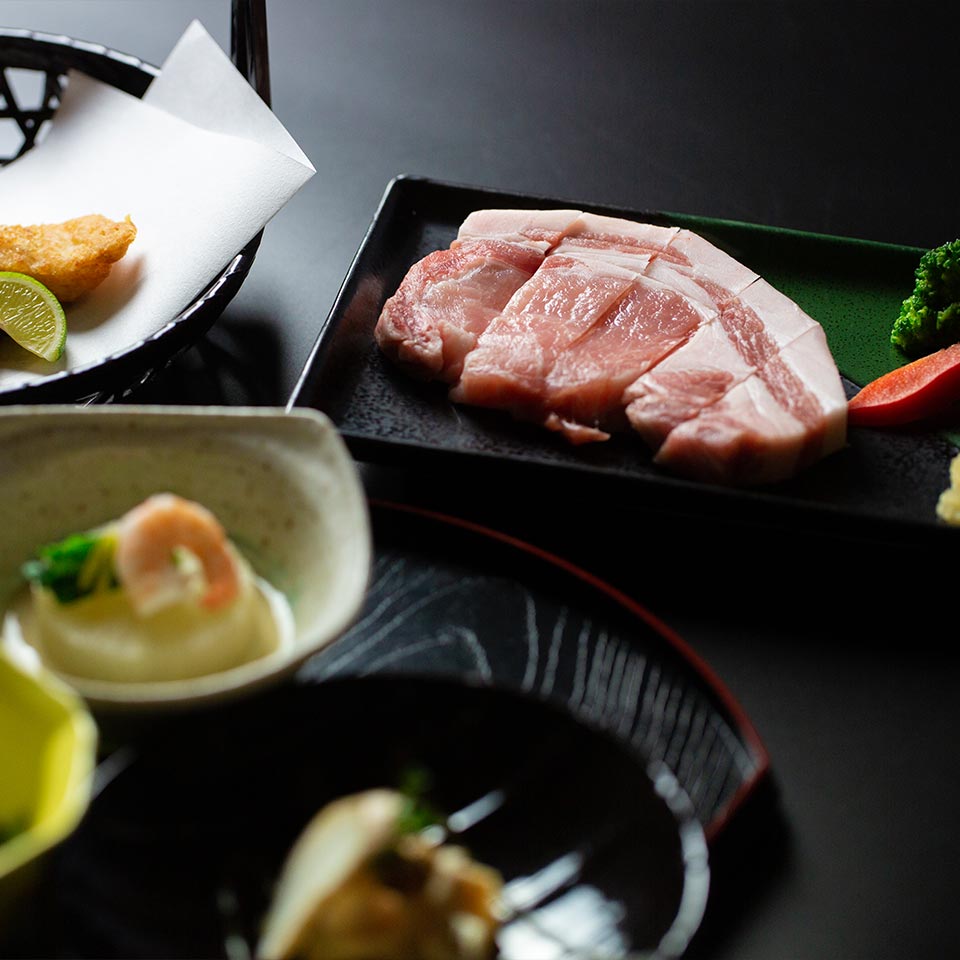 上州麦豚の会席料理